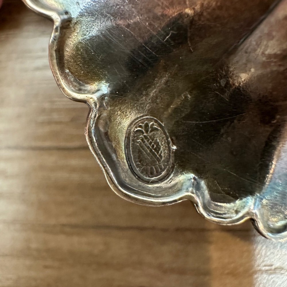 Barker Ellis Silverplate Leaf Dish Trinket Holder Plate Small Vtg Pineapple