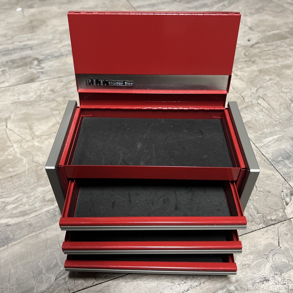 Mini Tool Box, Portable 3 Drawer Steel Stackable Tool Box with 3-Drawer Red