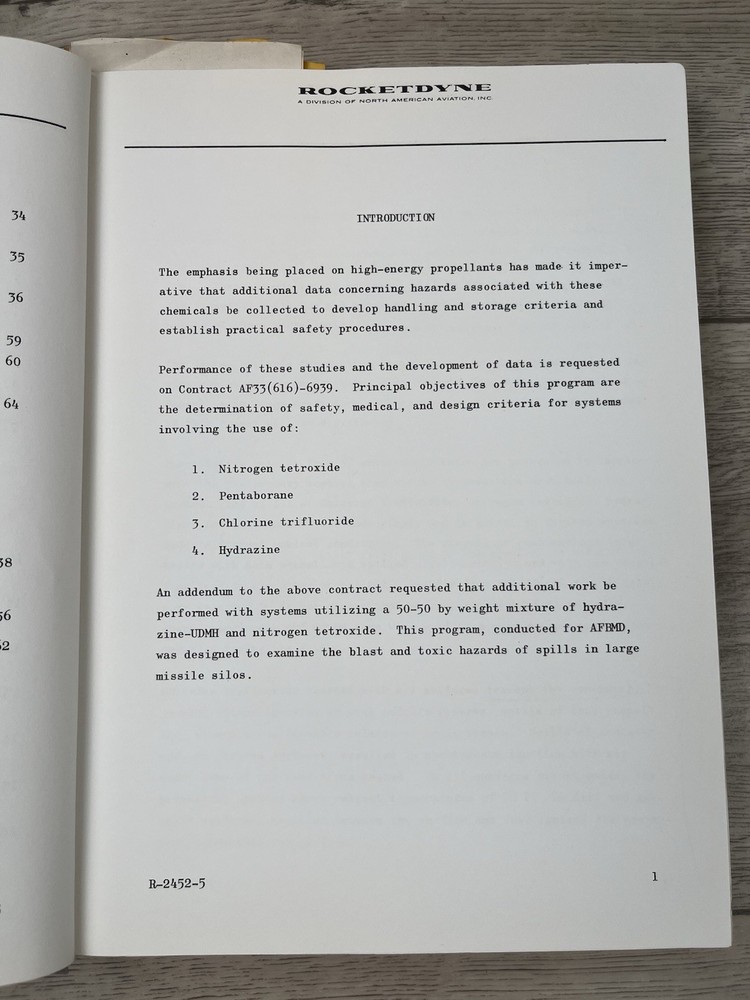 Rocketdyne Hazard Classification New Liquid Propellants Progress Report ‘60-‘61
