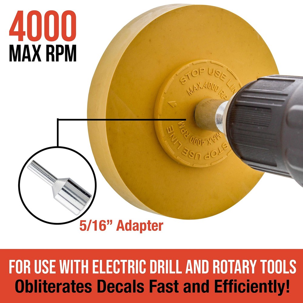 TCP Global Rubber Eraser Wheel with Drill Adapter - Decal Remover -...