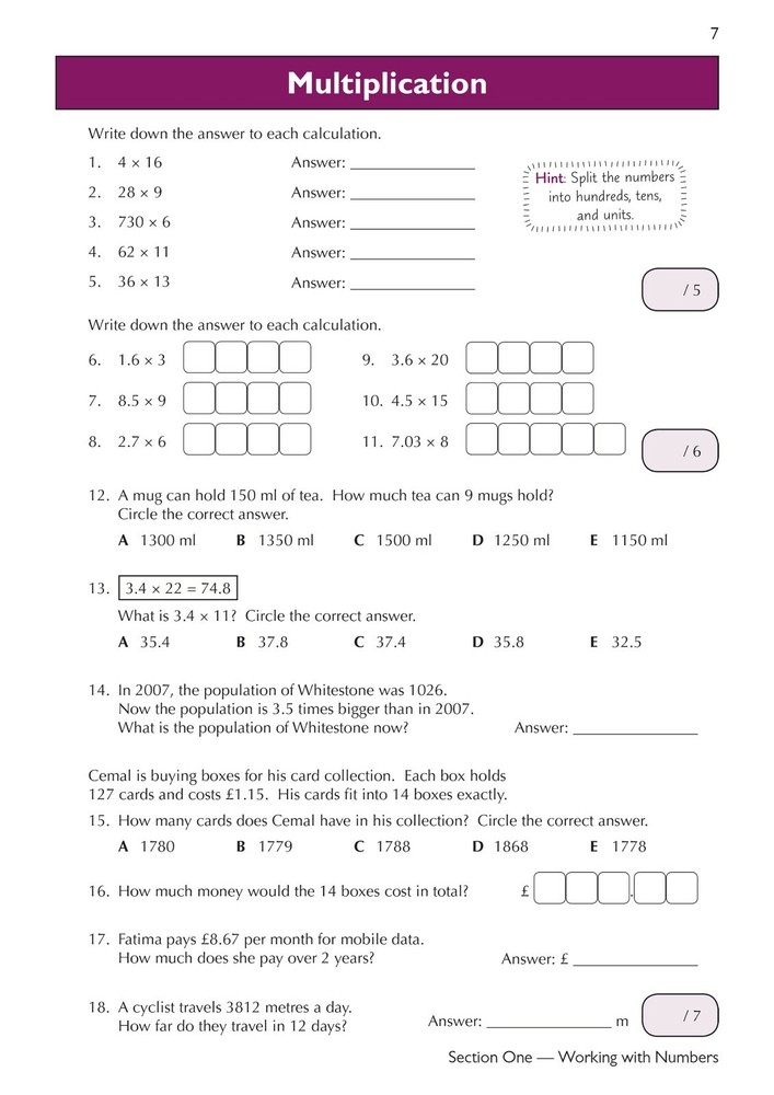 11+ Plus Year 6 Maths Practice Book & Assessment Tests For All Test Provider CGP