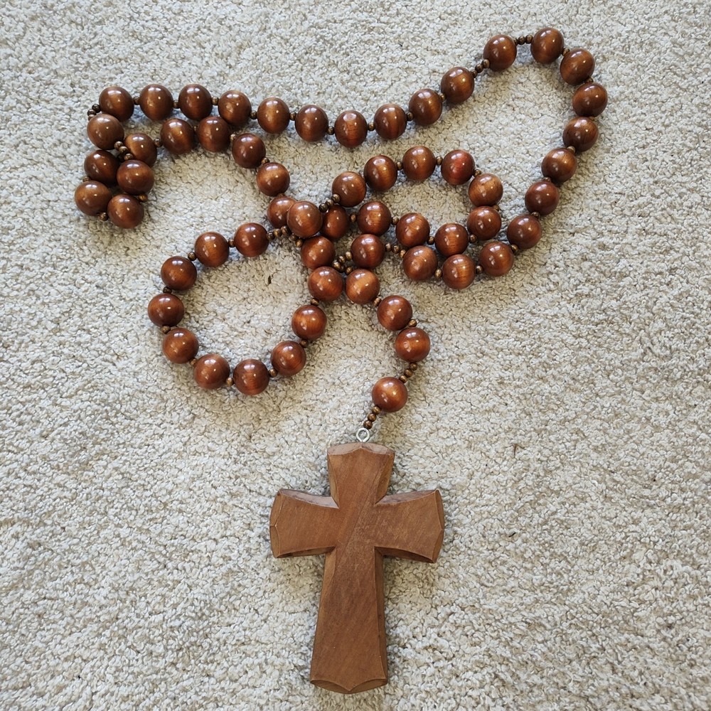 Rosary Beads Big Cross Necklace