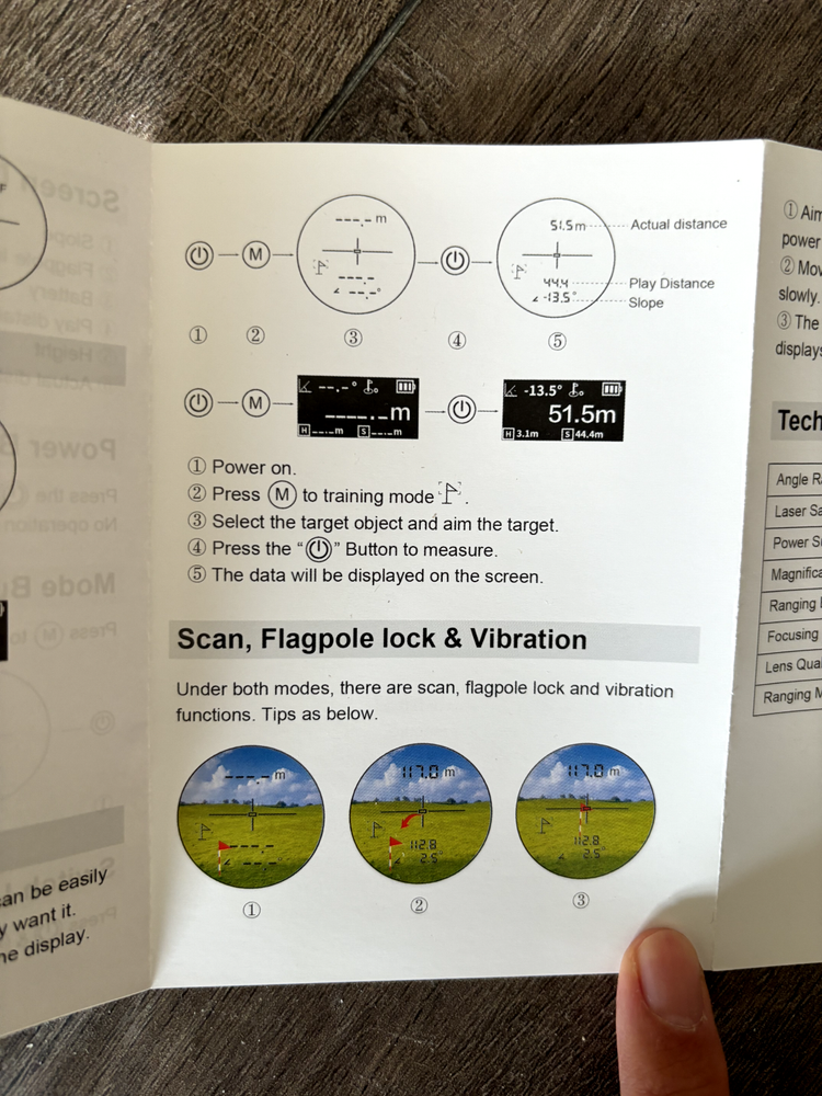 golf rangefinder, slope, Dual LCD display, Flagpole lock & Vibration, Rechargble