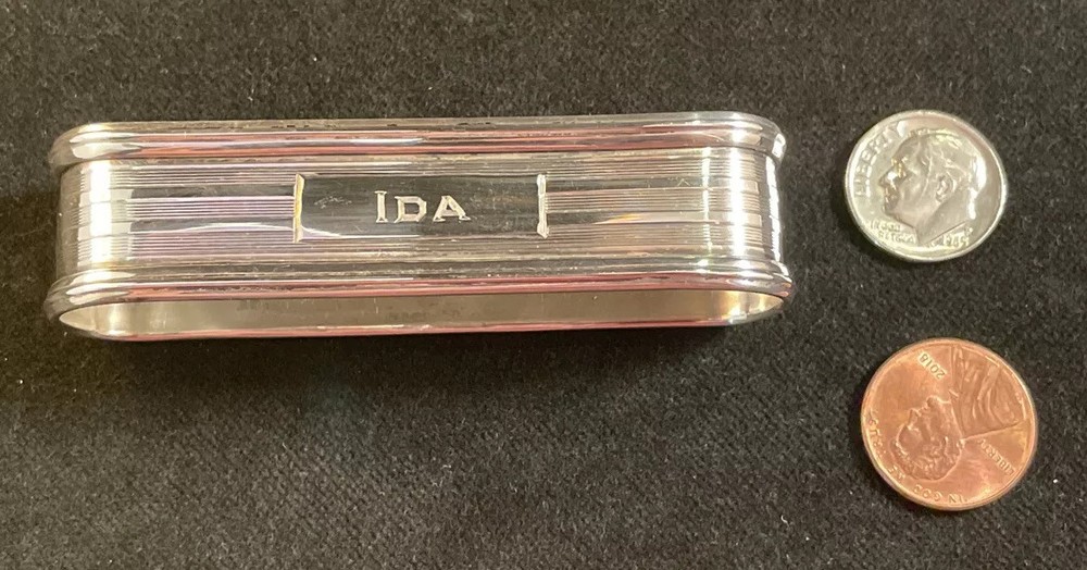 Sterling Silver Napkin Ring Engraved Name “IDA” Webster Great Condition