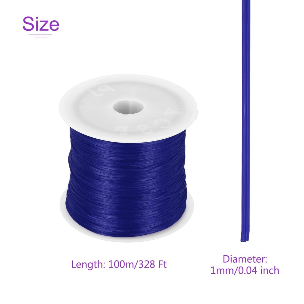 DMiotech Elastic String for Bracelets, 1mm Stretch Bead Cord x 100m, Blue