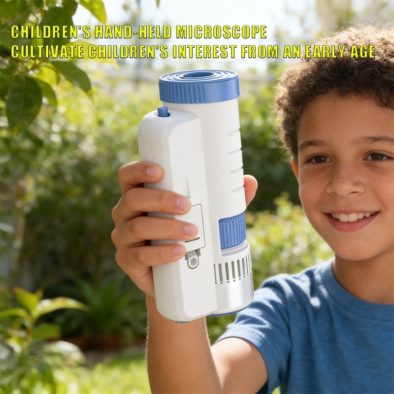 Children's Handheld Microscope Optical HD Portable Microscope Science Gift White