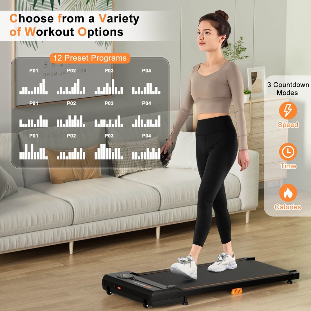 2.5HP Under Desk Treadmill with Remote Control LED Display 12 Preset Programs
