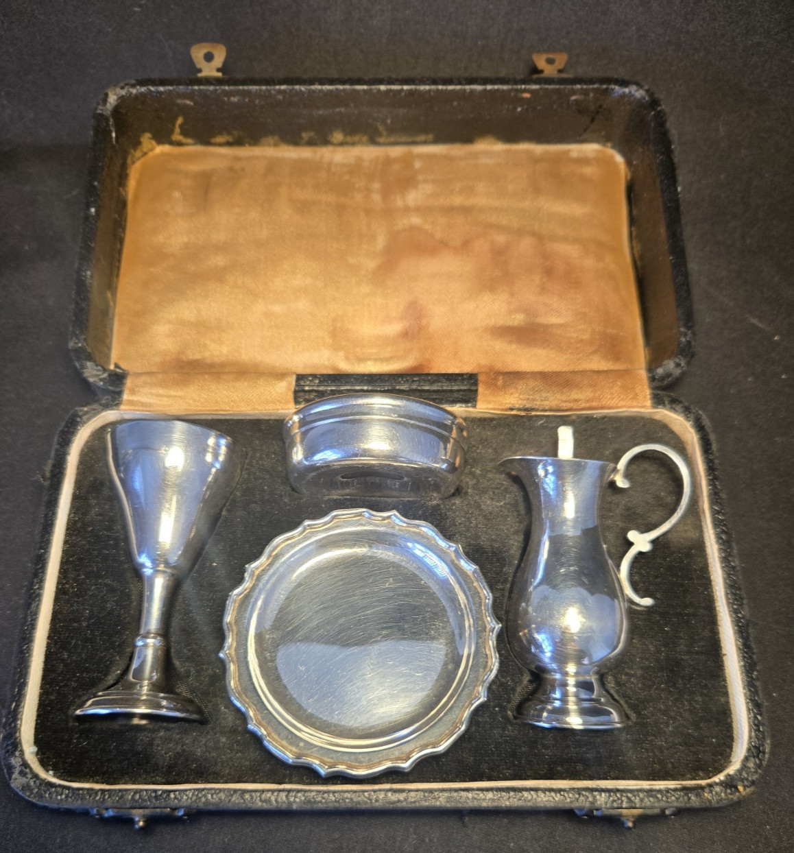 Antique Solid Silver Travelling Communion Set Sheffield 1936 125g Ecclesiastical