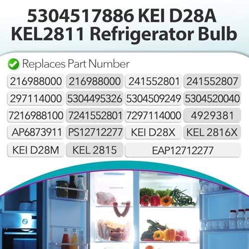 6 Pcs 5304517886 5W Refrigerator LED Bulbs, KEI D28A KEL2811 E17 Freezer Light
