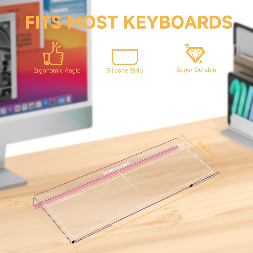 Ergonomic Computer Keyboard Stand - 17 Inch Clear Acrylic Keyboard Riser for ...