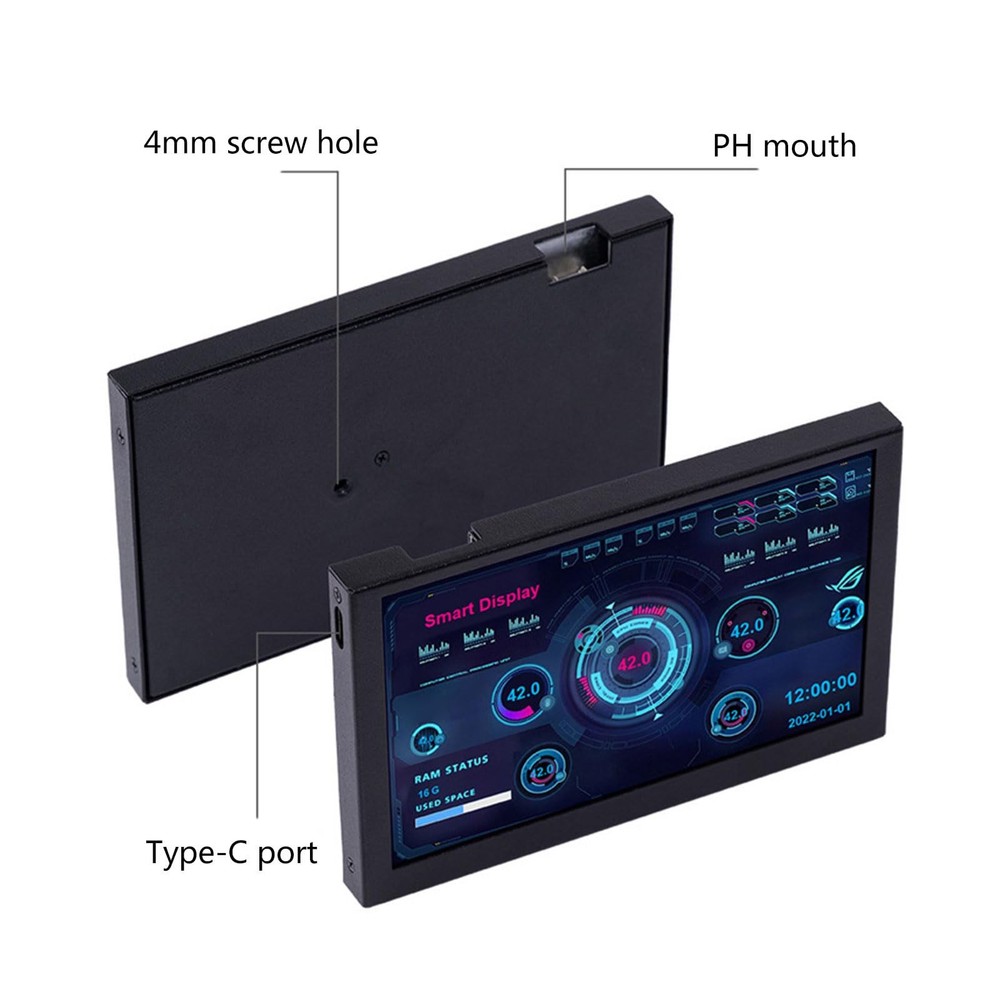 5inch USB Screen USB C Secondary Screen PC CPU Data Monitors Computer Tempera...
