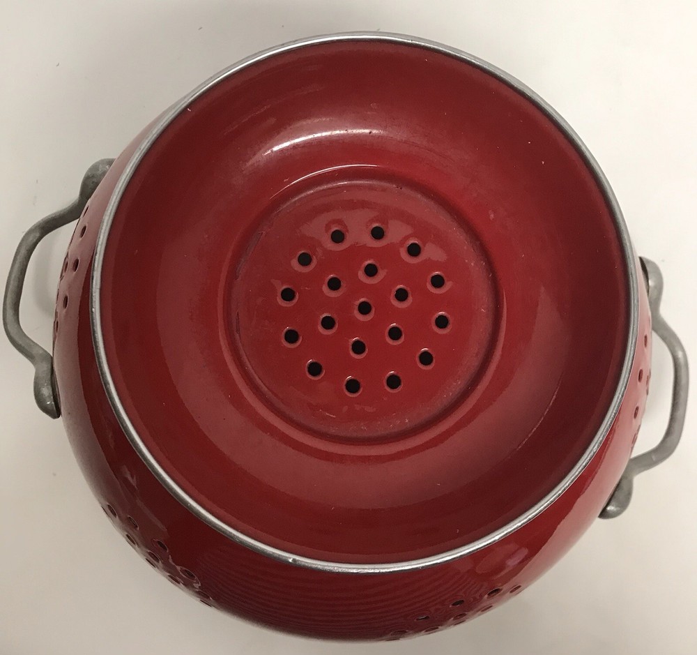 Vintage red enamel Colander