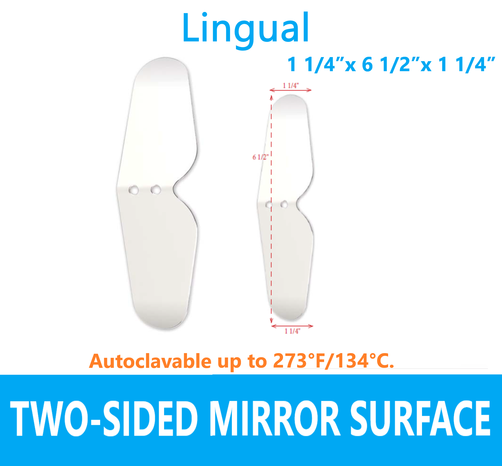 Dental Ortho Intraoral Angeled Photo Mirror Occlusal Buccal & Lingual Two Sided