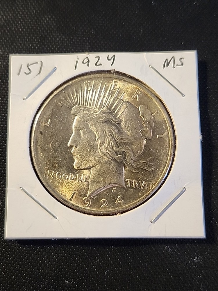 1924 Silver Peace Dollar In Brilliant Uncirculated Condition