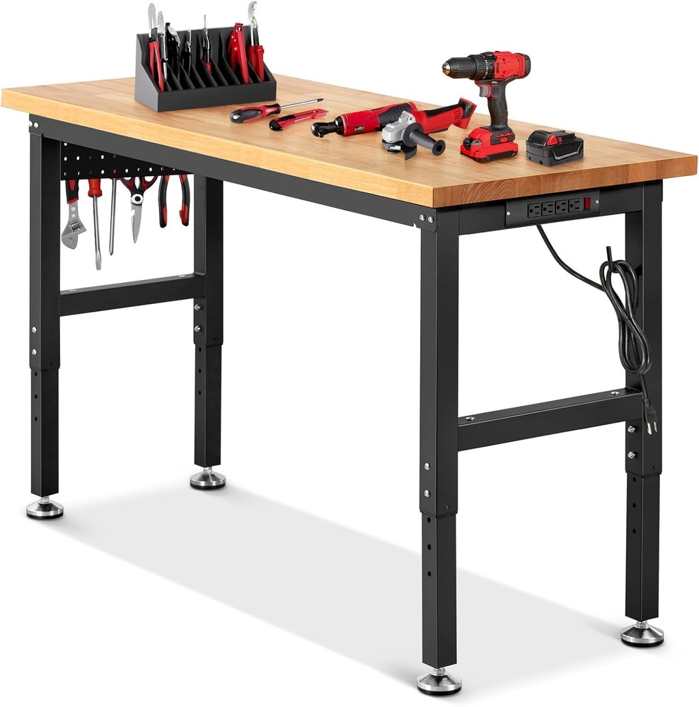 Work Bench Garage Workbench Adjustable Height Work Table Shop Woodworking 41 x