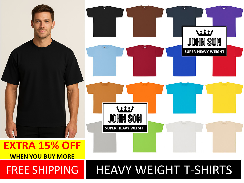 Plain T-shirts Round Neck [JOHN SON] Super Heavy Weight[S~7XL] Big Size [Single]