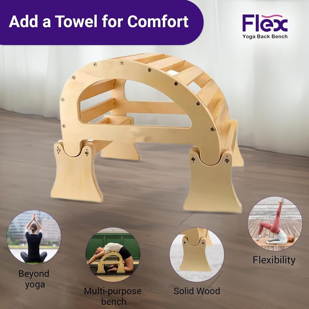 Flex Yoga Back Bench Elevate Your Stretch W/ Anatomical Bends Ergonomic Support