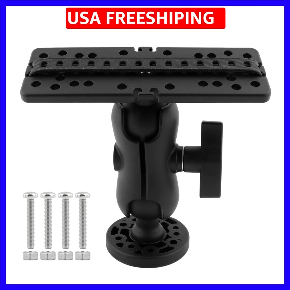 Fish Finder Mount Base, Universal 360 Rotation, Black
