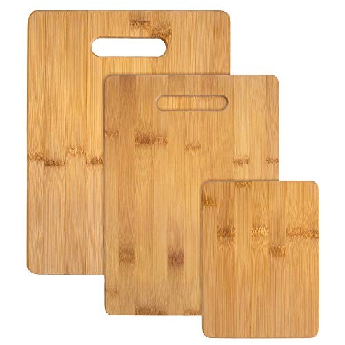 3-Piece Bamboo Cutting Board Set, 3 Assorted Sizes Solid 3 Piece Set