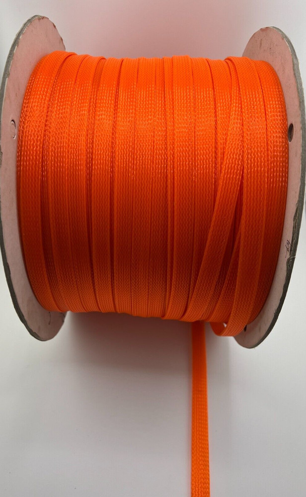 Polyurethane 1/2 inch 6mm braid expandable cable sleeving UV Orange 16.4 Ft (5m)
