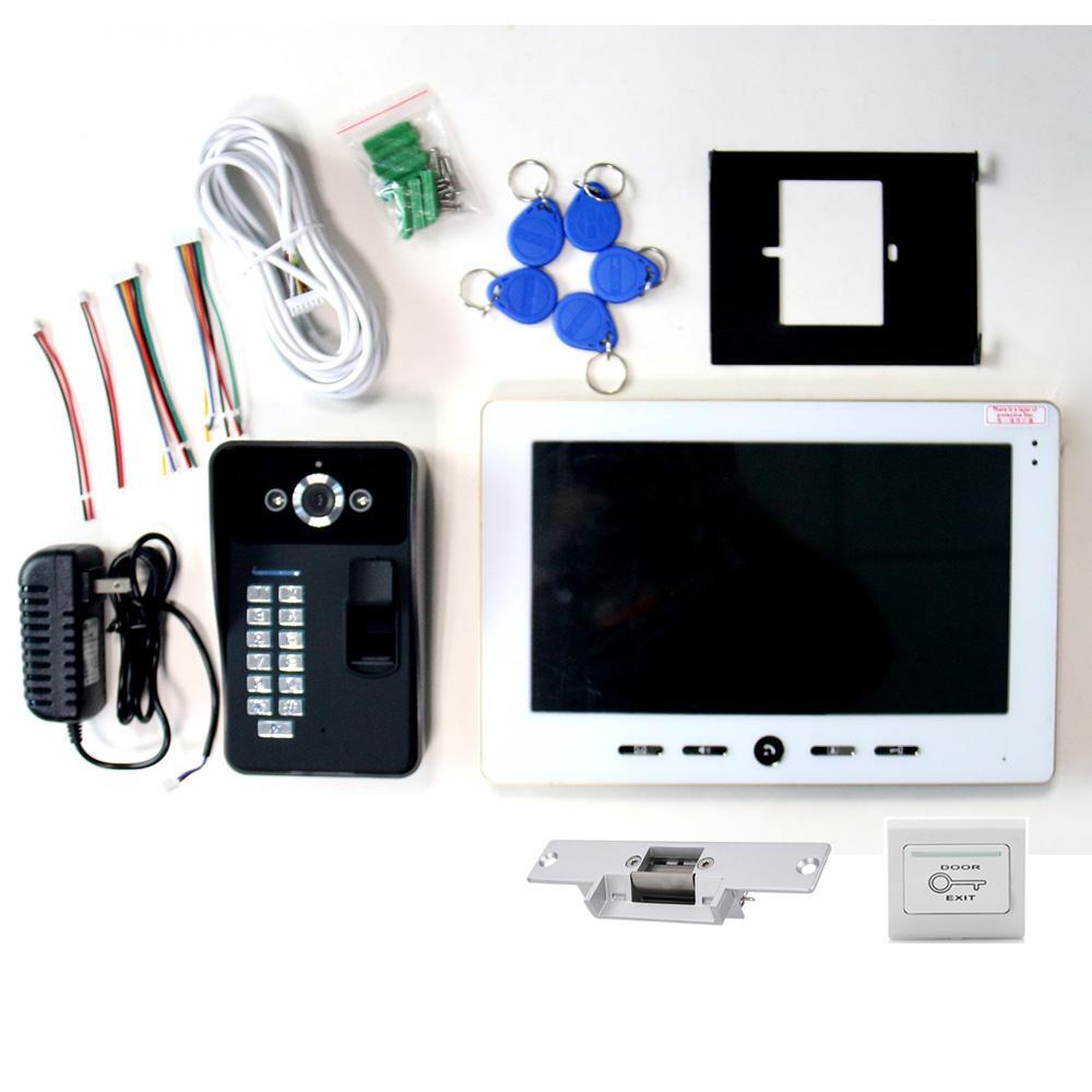 10" LCD Fingerprint Recognition Video Door Phone Intercom System RFID Password