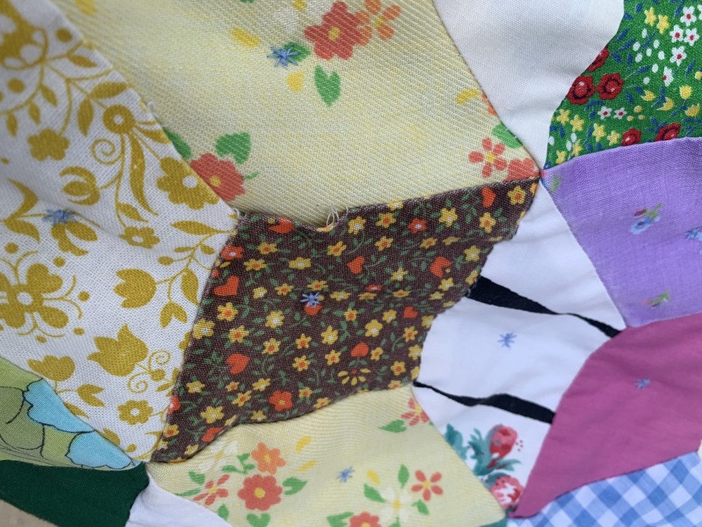 Handmade Tumbling Blocks Quilt 3D Effect Full Size READ