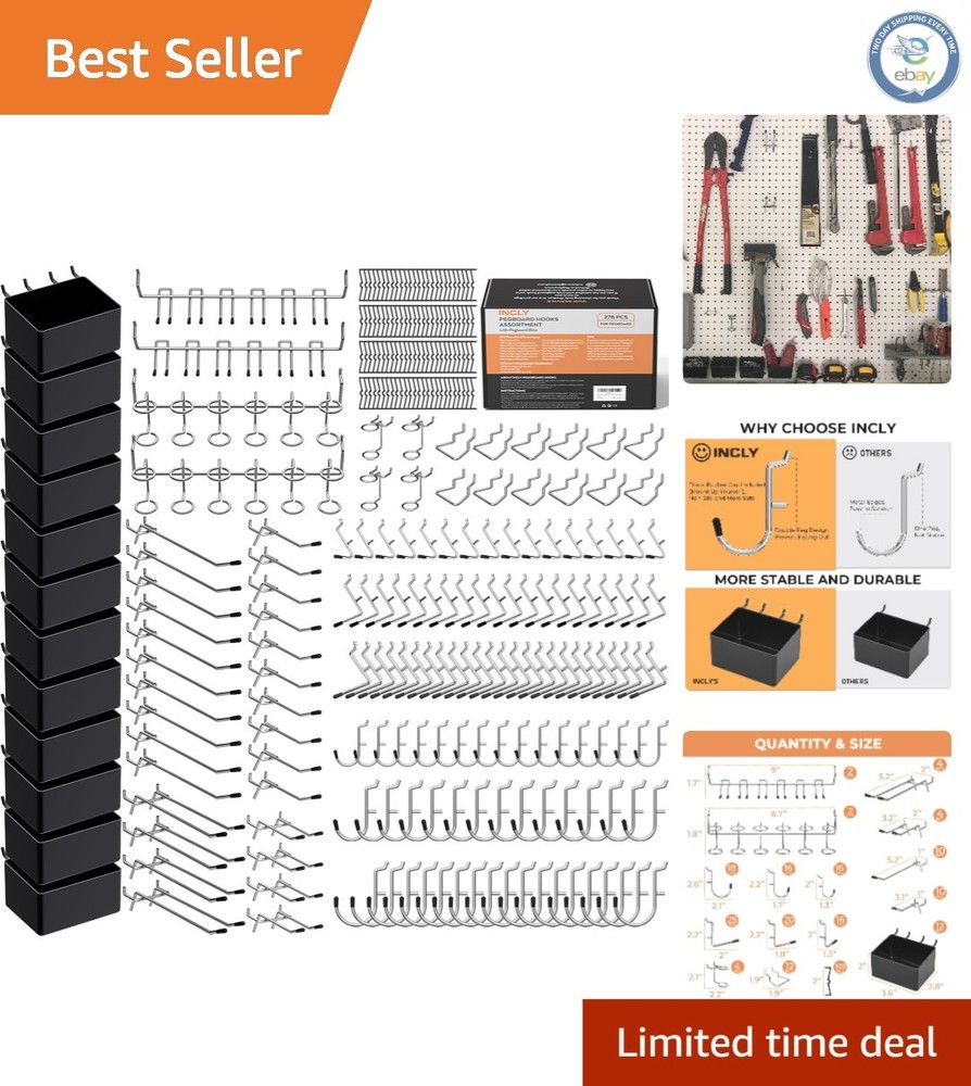 Complete 278PCS Pegboard Accessories for Efficient Tool Organization & Safety