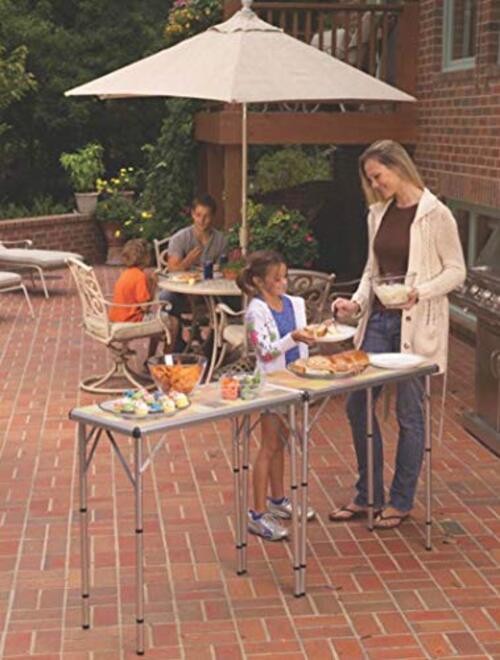 4-in-1 Outdoor Folding Table, Lightweight Camping Table with 3 Adjustable