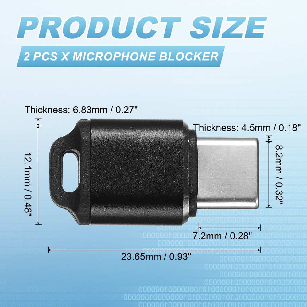 2 Pcs Microphone Blocker, USB Type C Audio Blocker, Black