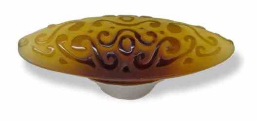 3-3/4" Betsy Fields Scroll Pull Amber with Satin Nickel