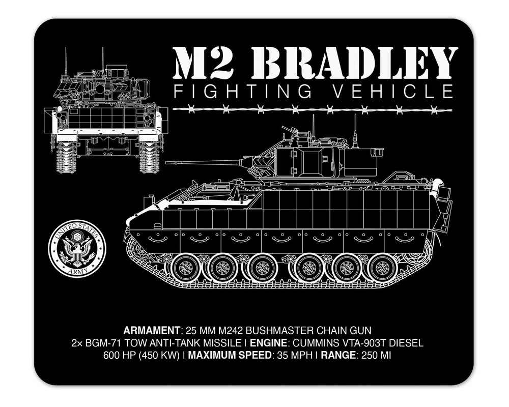 M2 Bradley Fighting Vehicle Schematic Mouse Pad 1/4 Thick