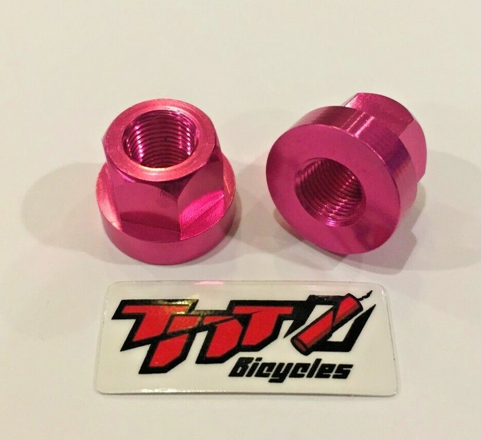 TNT BICYCLES - ALUMINUM AXLE NUTS - 3/8" x 26tpi - SOLD AS PAIR (2pcs)