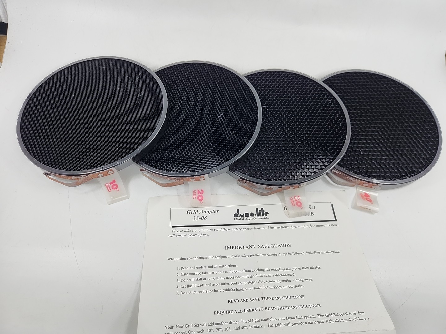 Dyna-Lite 33-07B Grid Spot Set 10° 20° 30° 40° for 33-08 & 40-GR7 7" Reflector