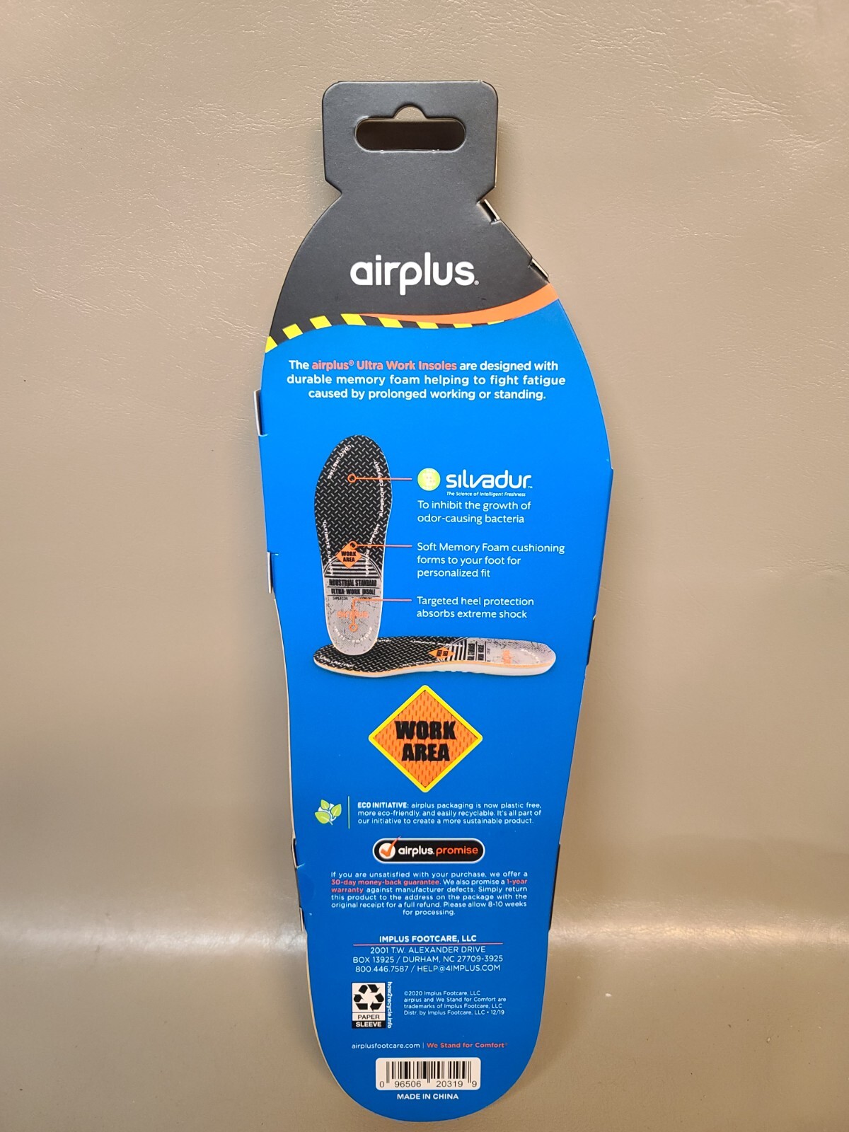 Airplus Ultra Work Odor Control Insoles w/ Memory Foam for Men Trim to Size 7-13