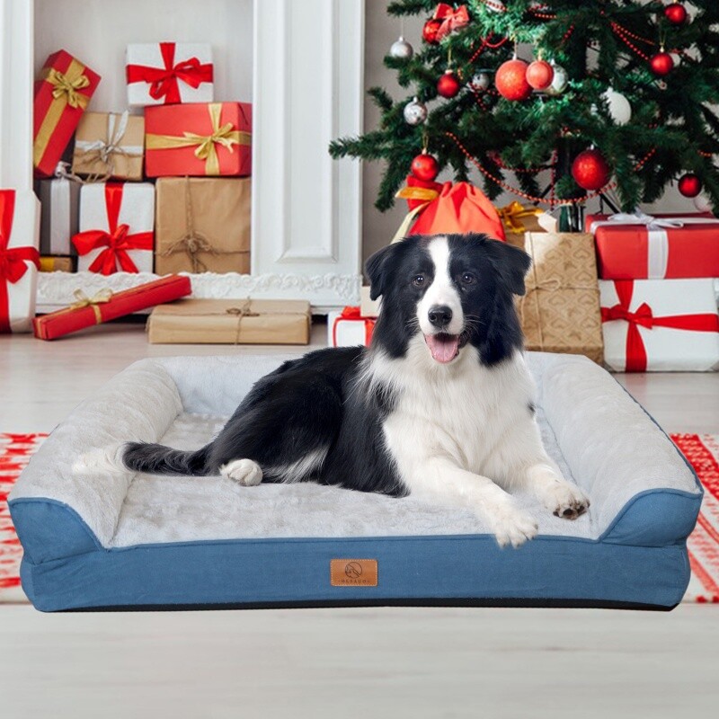 Orthopedic Medium Dog Bed 3 Side Bolster Pet Sofa Pet Dod Cushion 30x25 inch