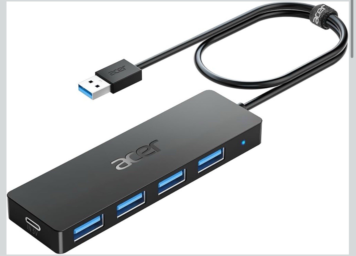 Acer USB Hub 4 Ports, Multiple USB 3.0 Hub, USBA Splitter for Laptop with Typ...