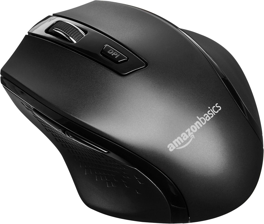 Amazon Basics Ergonomic Wireless Mouse – 2.4 GHz Optical, DPI Adjustable – (NEW)