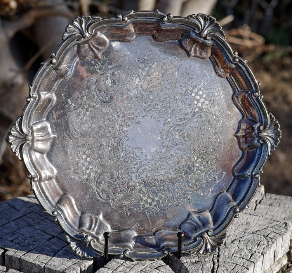 ANTIQUE Silver Plate SERVING TRAY PLATTER 10" by Gorham Made in USA c.1920's