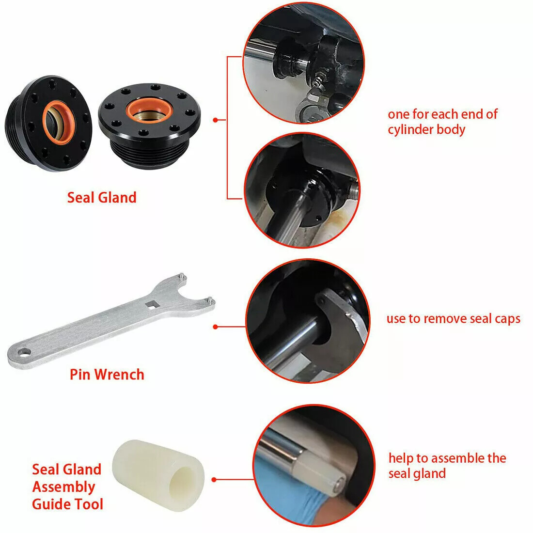 Front Mount Hydraulic Steering Cylinder Seal Kit Bleed Kit for SeaStar HC5345