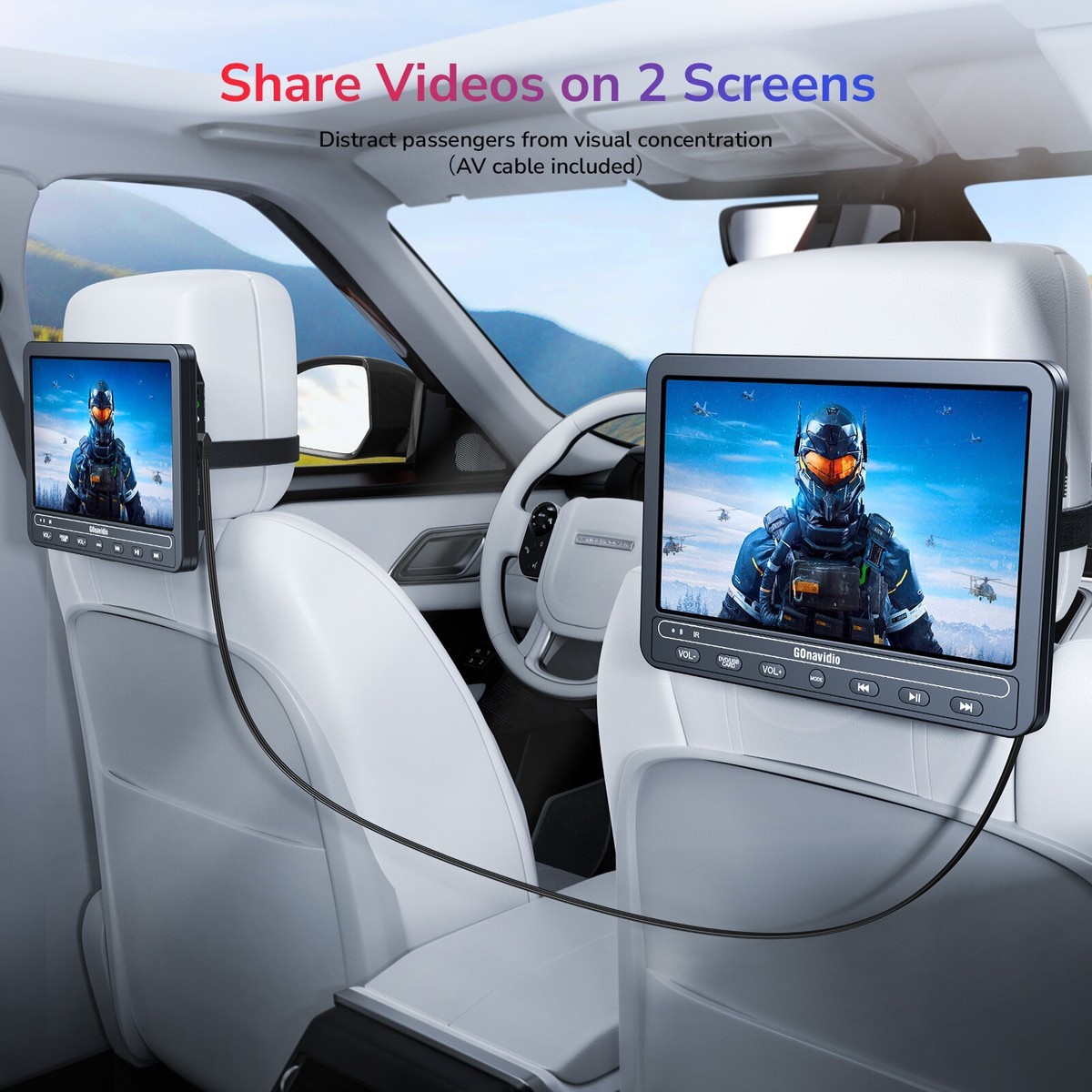 2x 10.5" Dual Screen Car DVD Player Portable Battery USB with Headsets READ Desc