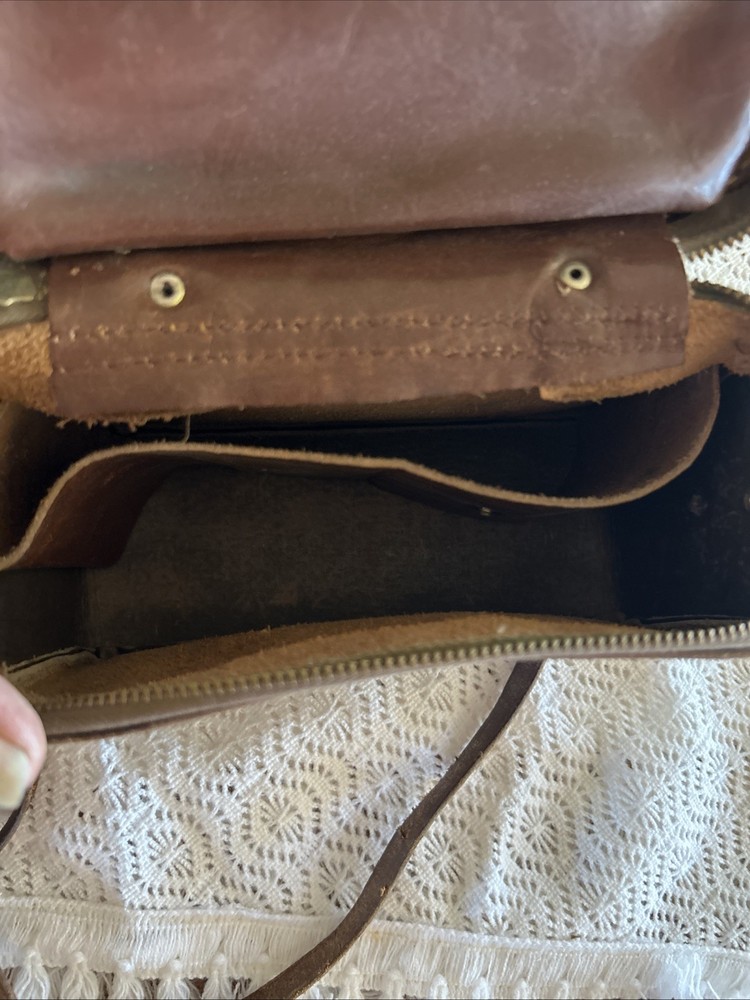 Vintage Service Brown Stitched Leather Camera Case & Strap