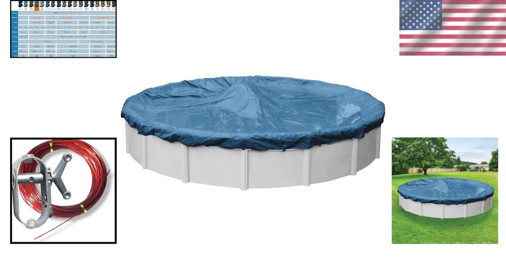 24 ft Heavy Duty Winter Pool Cover - 28 ft with 4 ft Overlap, Solid Construction