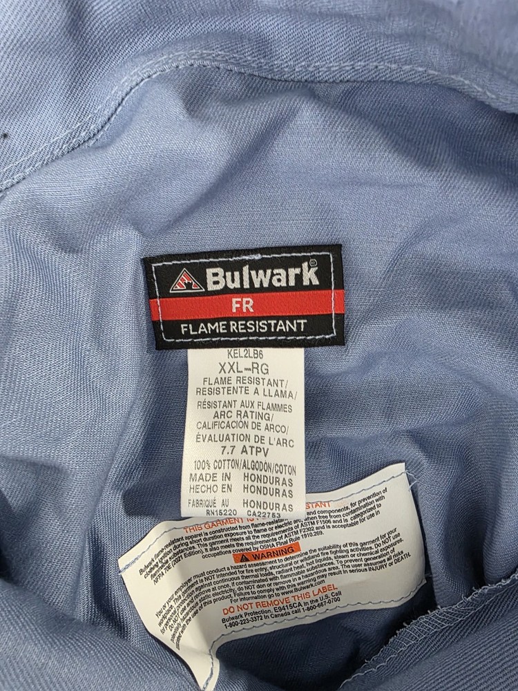 Bulwark FR Concealed Snap-Front Lab Coat Flame Resistant Light Blue XXL-REGULAR