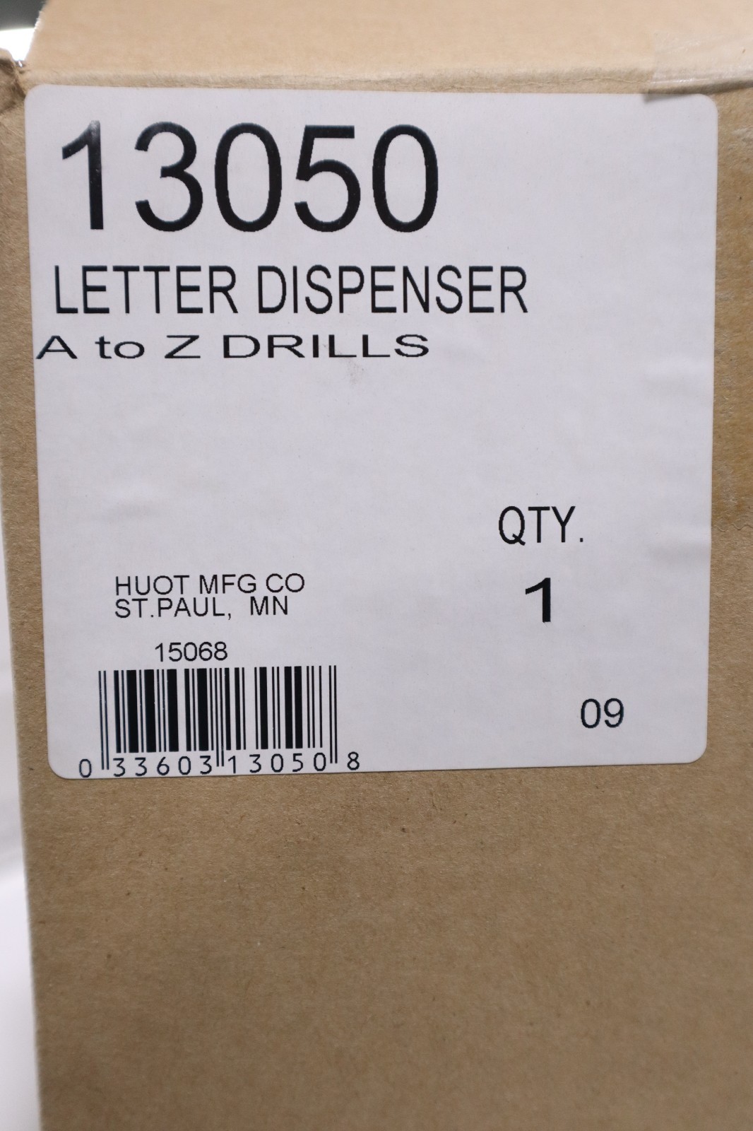 HUOT, LETTER SIZE DRILL DISPENSER, A to Z JOBBER LENGTH DRILLS 13050