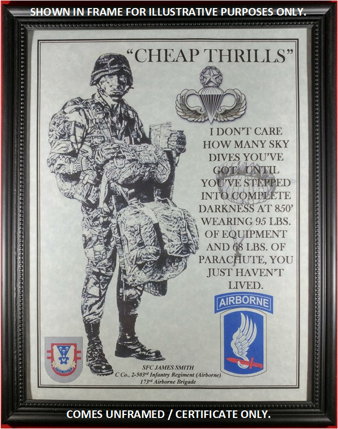 MC-NICE: ARMY Airborne "Cheap Thrills" 173rd Airborne Bgd PERSONALIZED
