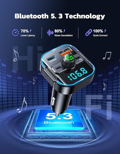 Bluetooth 5.3 Car Adapter【PD 36W+QC3.0 18W】, 2-in-1 FM Bluetooth Transmitter