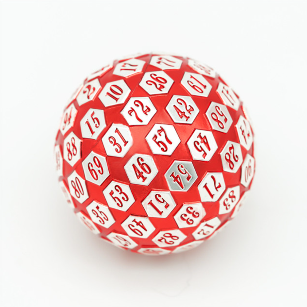 Red Solid Metal d100 Die | Dungeons and Dragons | 100 Sided Dice | DnD Dice