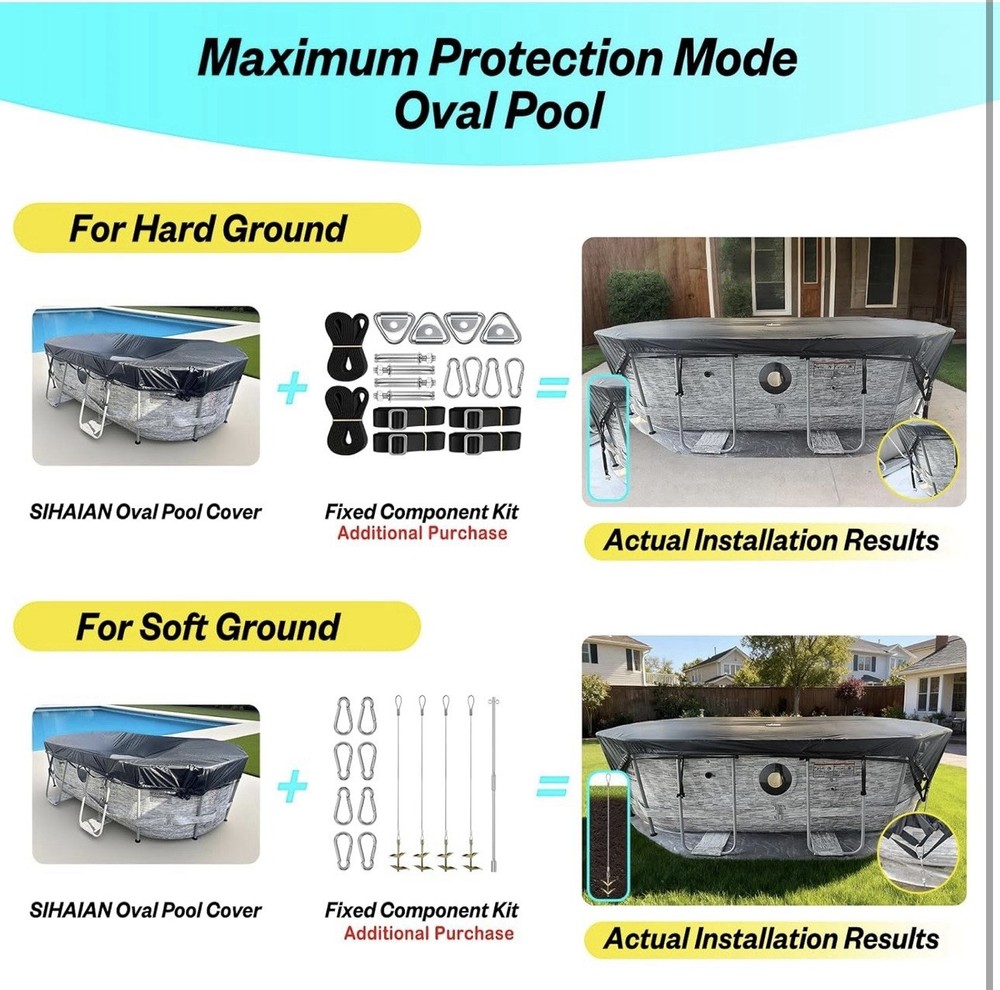 15x27Ft Winter Oval Pool Cover with Side Storage for Oval and Rectangular Above