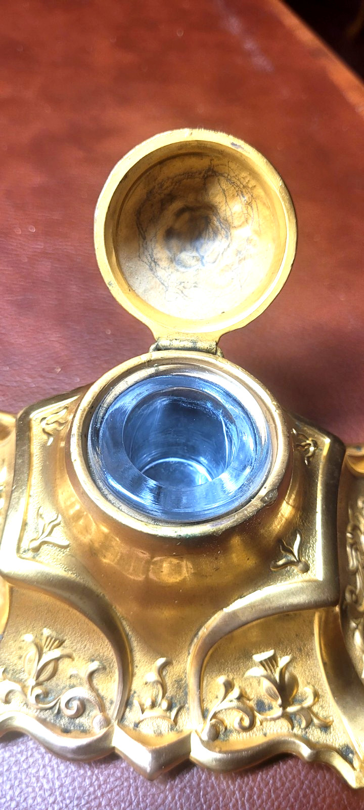 Vintage Brass S K Co. Art Nouveau Inkwell, Roller Blotter,pens - Ornate Etching