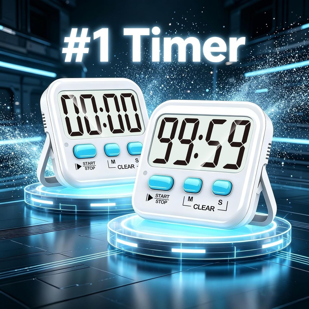 Magnetic Digital Kitchen Timer Set 2 Pack Countdown Silent Timer for Kids